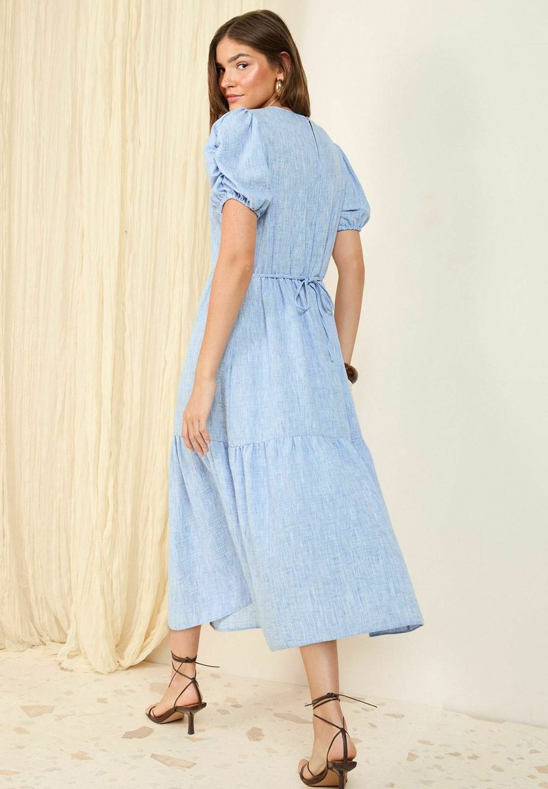 Friends Like These REGULAR FIT PUFF SLEEVE TIERED HEM MIDI