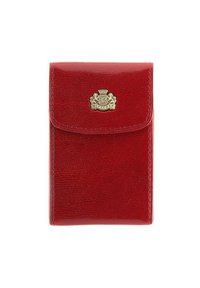 Portafogli in pelle rossa con superficie testurizzata, bordi arrotondati e patta frontale. Caratterizzato da un emblema dorato con "Wittchen" inciso.