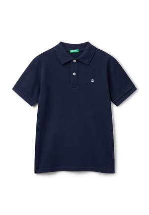 Navyblauwe poloshirt gemaakt van zachte katoen, met een kraag, korte mouwen, een knoopsluiting met drie knopen en een klein geborduurd logo.