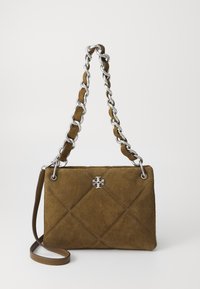 KIRA DIAMOND QUILT SUEDE SMALL SHOULDER BAG - Ručna torba - deep olive