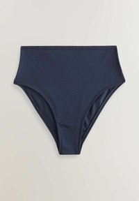 Marine hoge taille bikini broekje gemaakt van soepele stof, met een brede tailleband en naadloze randen voor comfort.
