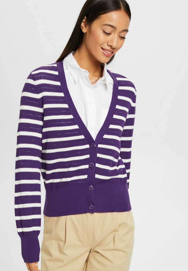 edc by Esprit GESTREIFTER Vest dark purple/donkerpaars Zalando.nl
