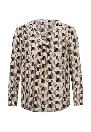 STRUKTURIERTE MIT V-AUSSCHNITT - Bluse - taupe