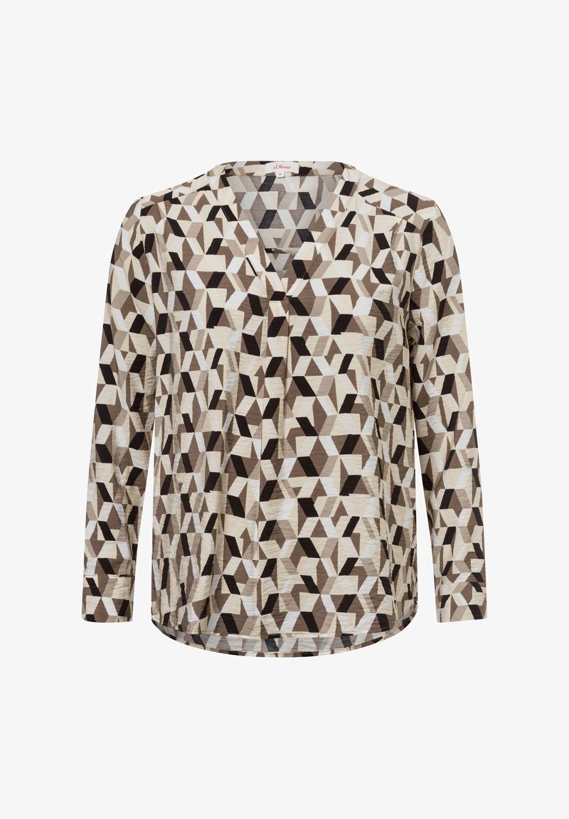 s.Oliver STRUKTURIERTE MIT V-AUSSCHNITT - Blouse - taupe