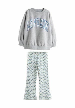 FLARE SET - Broek - grey blue floral slogan