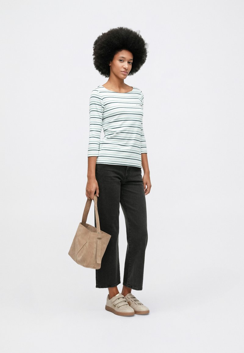 Tom Tailor - Maglietta a Righe, Manica a 3/4, Donna, Grigio