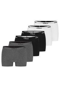 Zes paar boxershorts in grijs, zwart en wit. Van een katoenen blend met een elastische tailleband met het s.Oliver-logo.