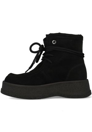 Enkellaarsjes met plateauzool - black