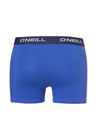 Blauwe katoenen boxershorts met een marineblauwe tailleband waarop het 'O'NEILL' logo in het wit staat. Glad textuur en een strakke pasvorm.