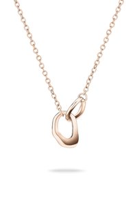 Halskette aus Roségold mit einer Kette, die aus zwei ineinandergreifenden, abstrakt geformten Gliedern besteht, mit glatter Oberfläche und dezentem Glanz.