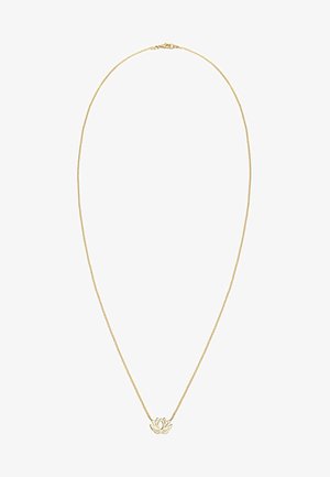 Kuldne kaelakee, millel on õhuke kett ja keskosas lutserniõie ripats, millel on detailne kroonlehtede kujundus ja poleeritud viimistlus.