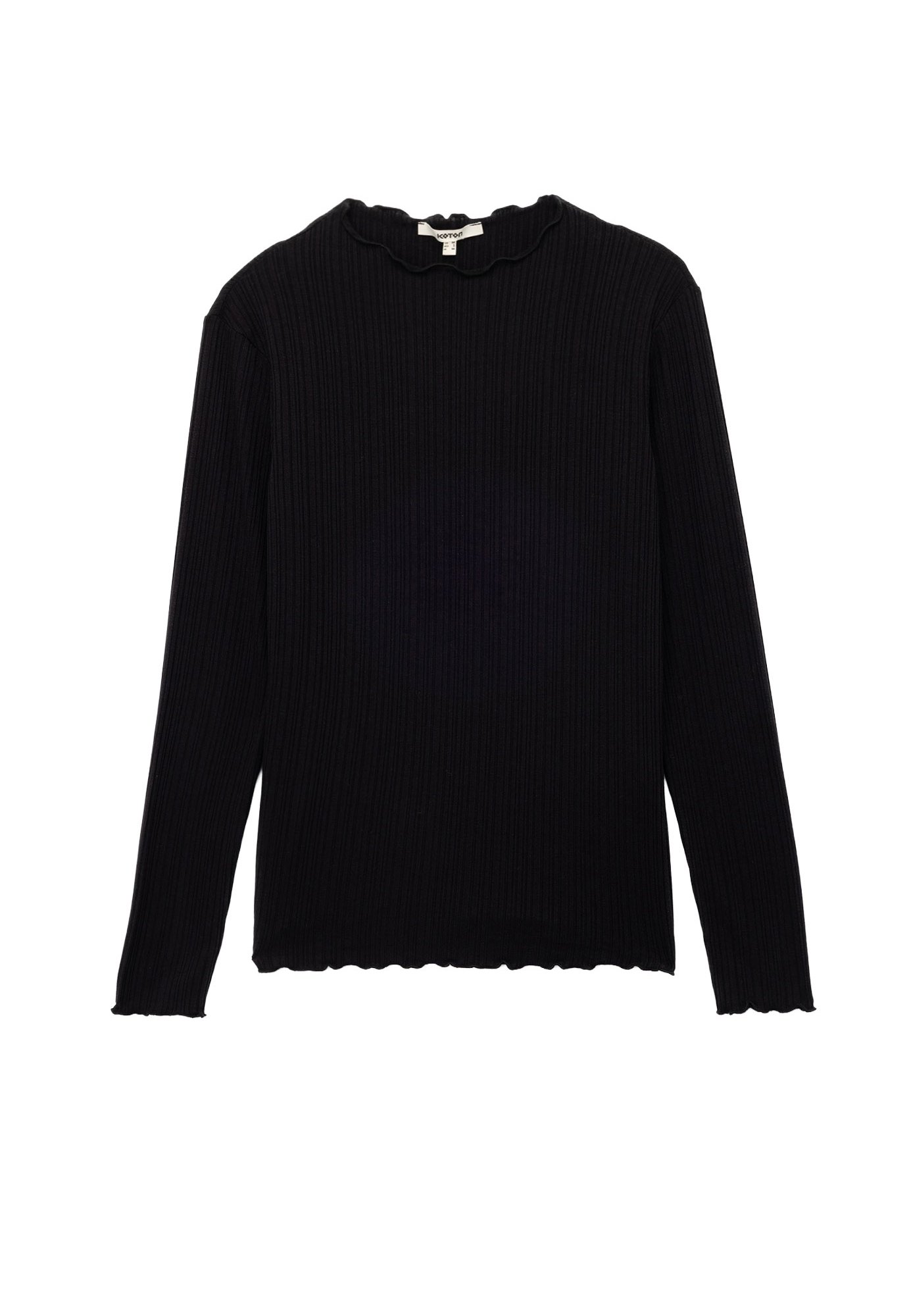 Maglia Nera Donna Black Premium By EMP – Maniche Lunghe Con Scollo A Cascata, Viscosa Ed Elastan, Taglia XS