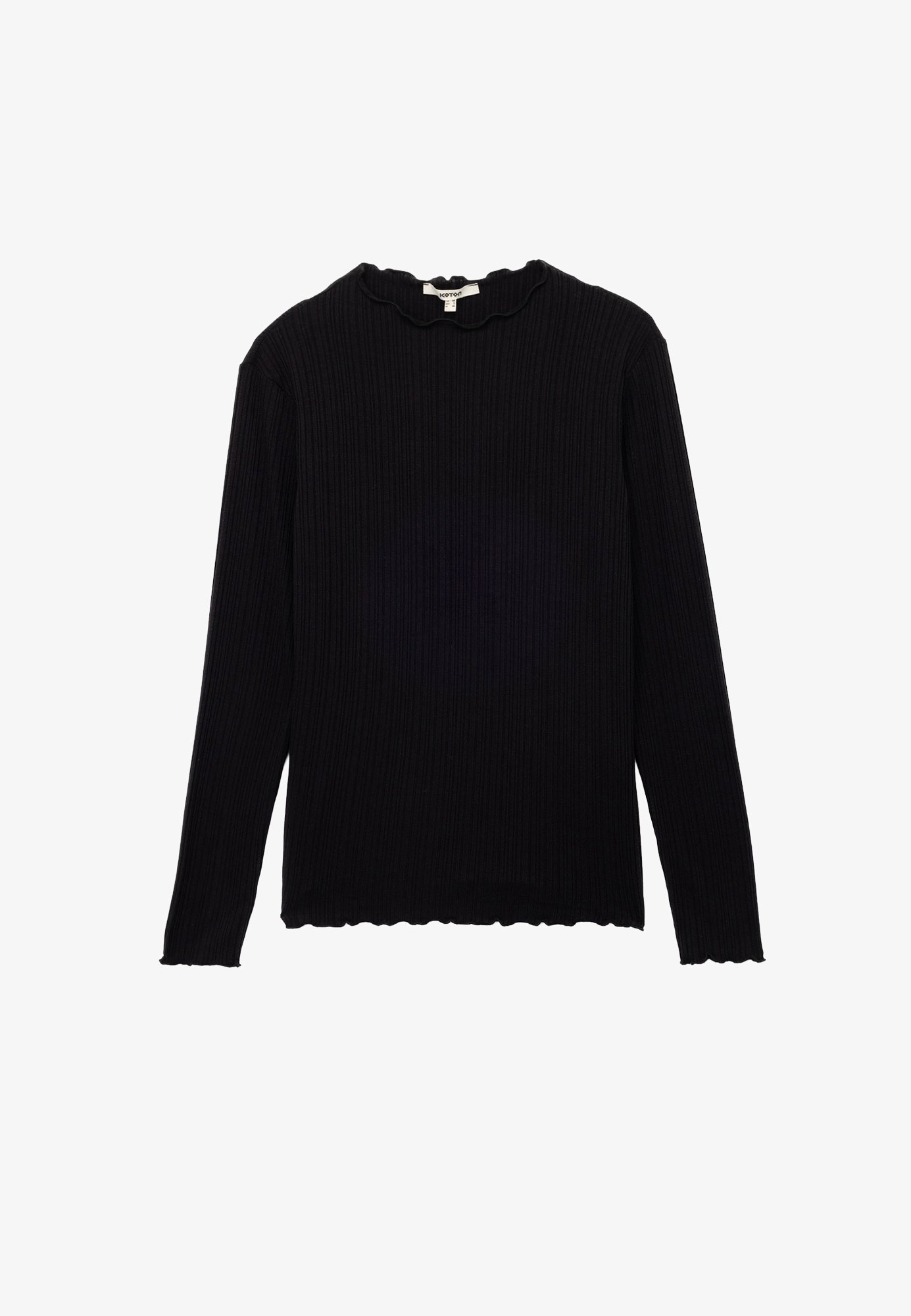 Maglia Nera Donna Black Premium By EMP – Maniche Lunghe Con Scollo A Cascata, Viscosa Ed Elastan, Taglia XS