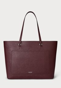 Lauren Ralph Lauren CROSSHATCH LEATHER LARGE KARLY TOTE - Shoppingveske - dark garnet