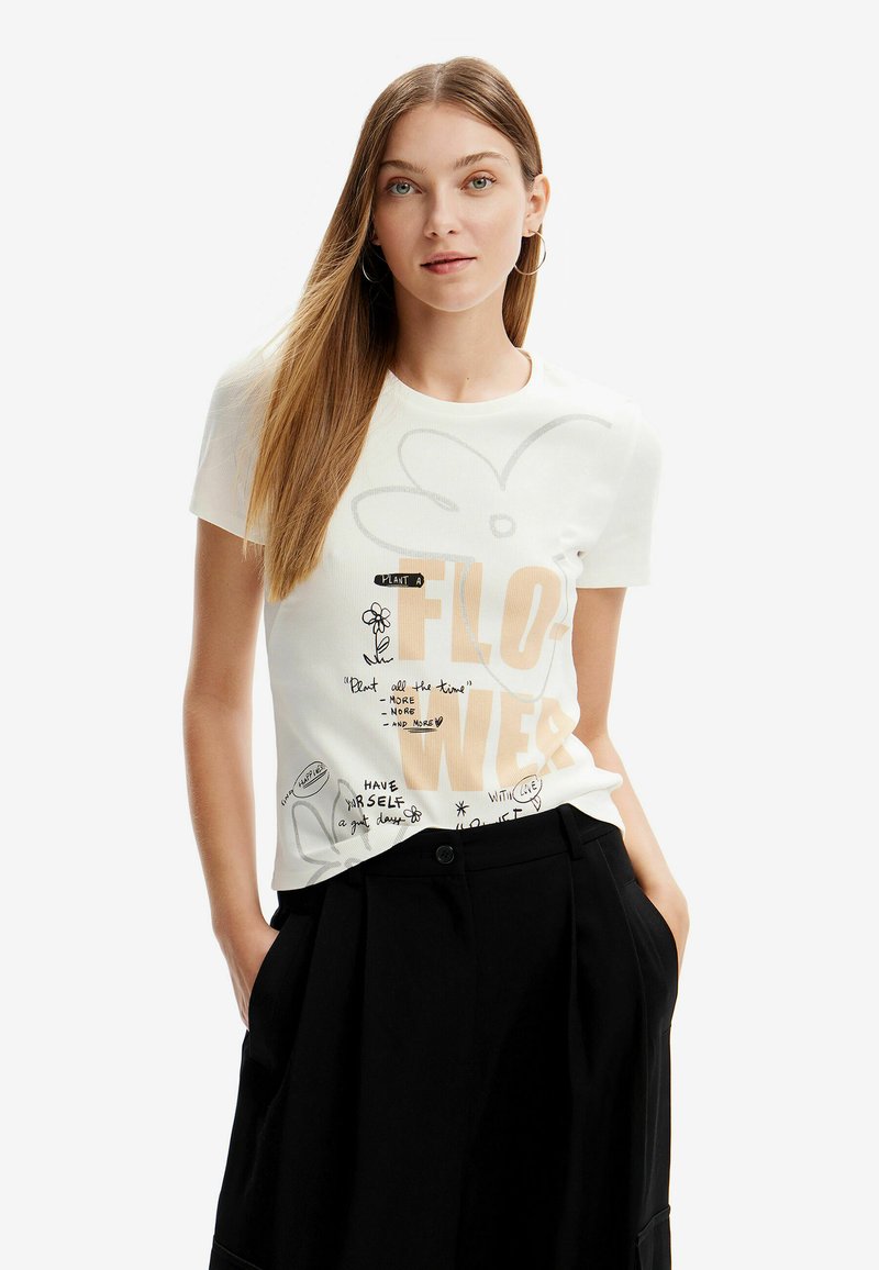 Desigual White Cotton Women T-Shirt