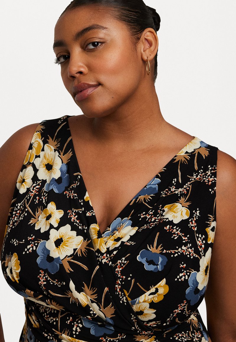 Lauren Ralph Lauren Woman FLORAL SURPLICE JERSEY SLEEVELESS DRESS - Jersey  dress - black multi/black - Zalando.ie
