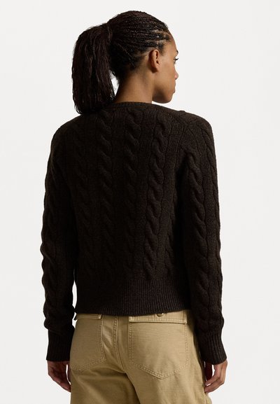 Polo Ralph Lauren CABLE KNIT WOOL CASHMERE CARDIGAN - Gilet - dark brown