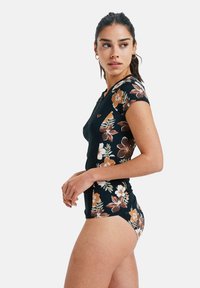 Roxy HALF ZIP - SHORT SLEEVE - Bikini top - black