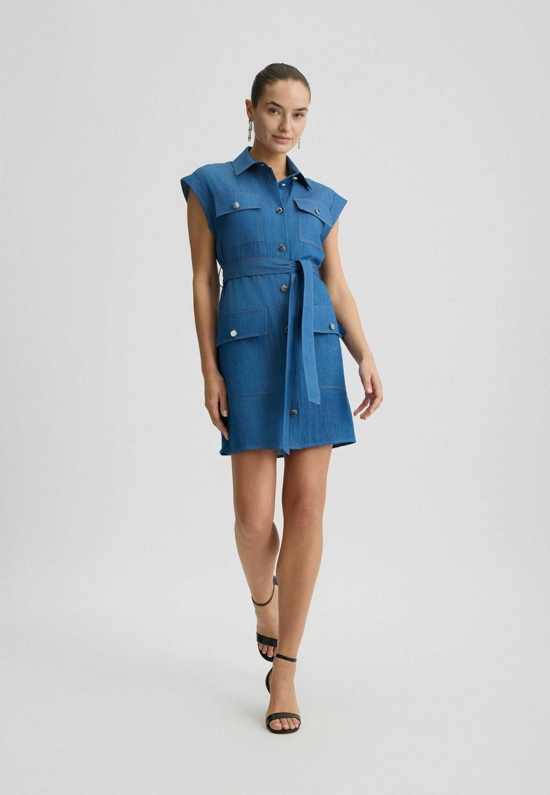 white christmas dresses Adriana Denim Bustier Dress