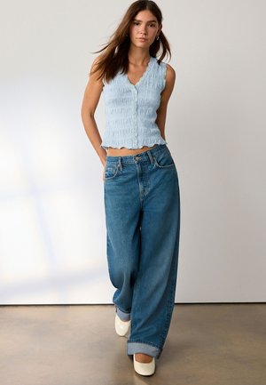 Next, REGULAR FIT - SLEEVELESS V-NECK TEXTURED WAISTCOAT . - Top - blue