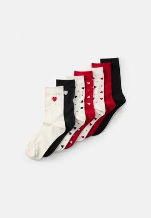 HEART AND DOTS 7 PACK - Șosete - dark red