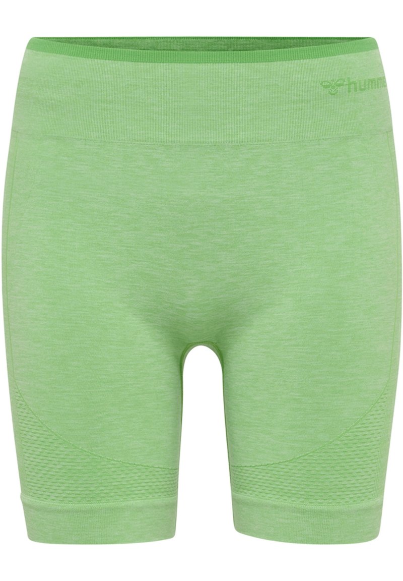Pantaloni sportivi verde chiaro realizzati in materiale elasticizzato, con un pannello laterale testurizzato e una vita liscia con dettagli del logo.
