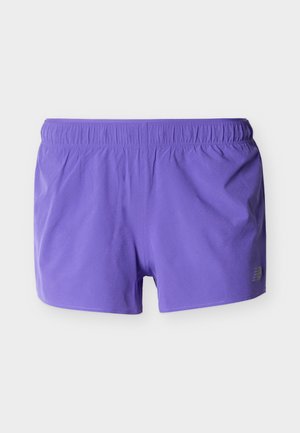 Purple athletic shorts with elastic waistband and small perforations for breathability, displayed against a plain background.