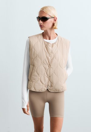 OYSHO, FELLEX® AEROGEL PADDED GINGHAM GILET - Veste sans manches - beige