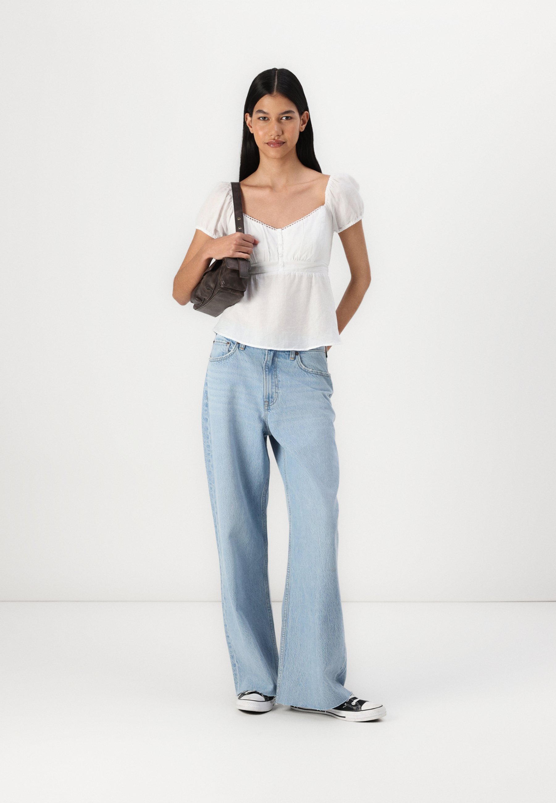 Hollister Co. Easy Babydoll Top - Blouse - bright white/white