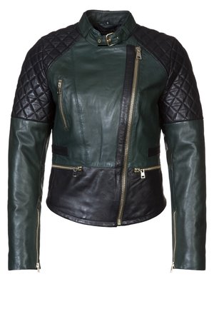 Leren jas - mottled dark green