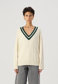 GAP CASHSOFT VARSITY CABLE TUNIC - Πουλόβερ - white