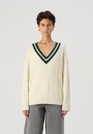 CASHSOFT VARSITY CABLE TUNIC - Πουλόβερ - white
