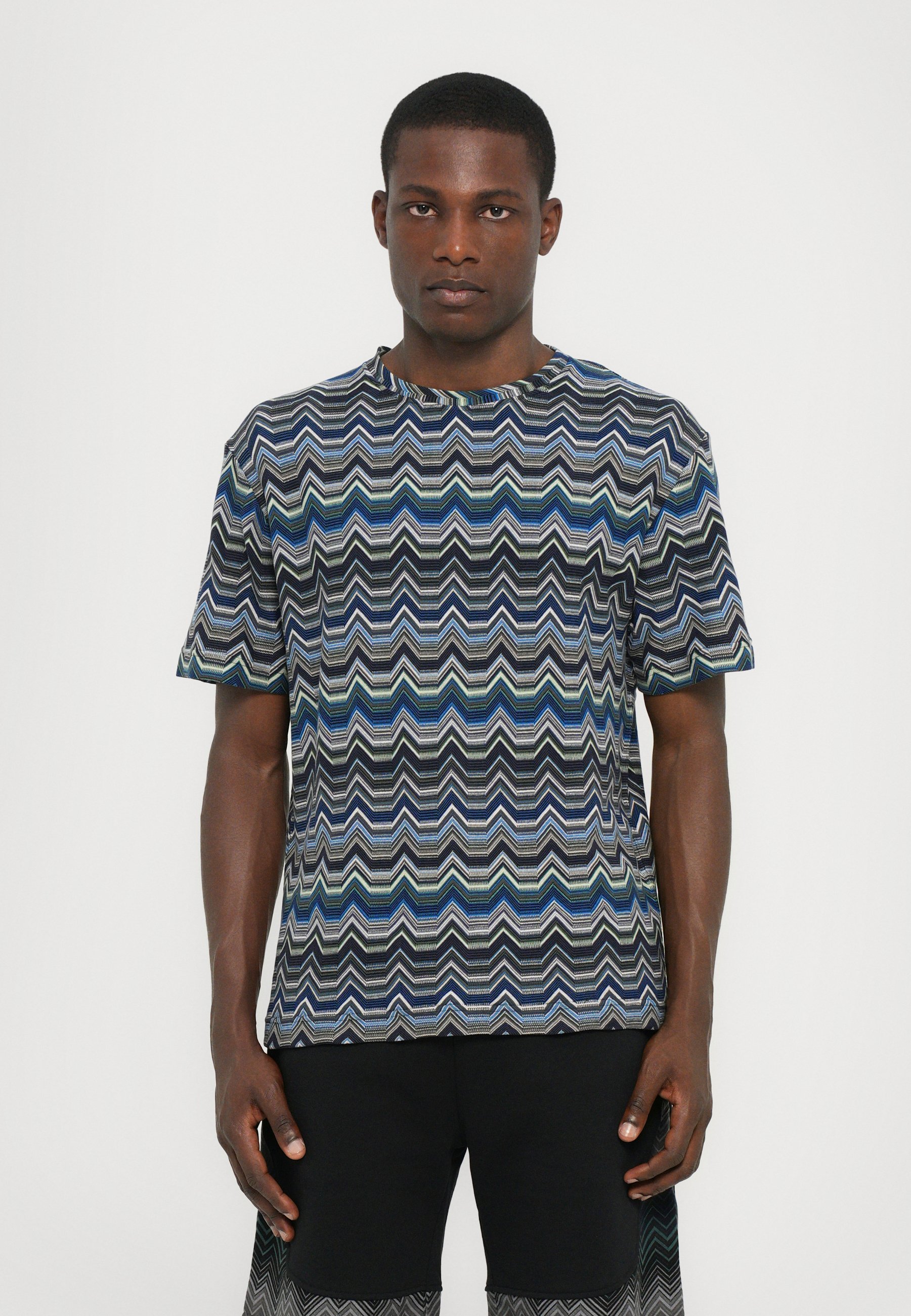 Missoni SHORT SLEEVE - Print T-shirt - blue/green/light grey