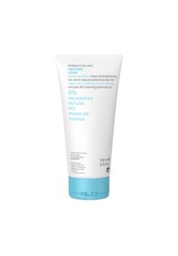 White squeeze tube with blue cap, labeled for children's dry skin lotion. Text includes ingredients and benefits. 200 ml size.