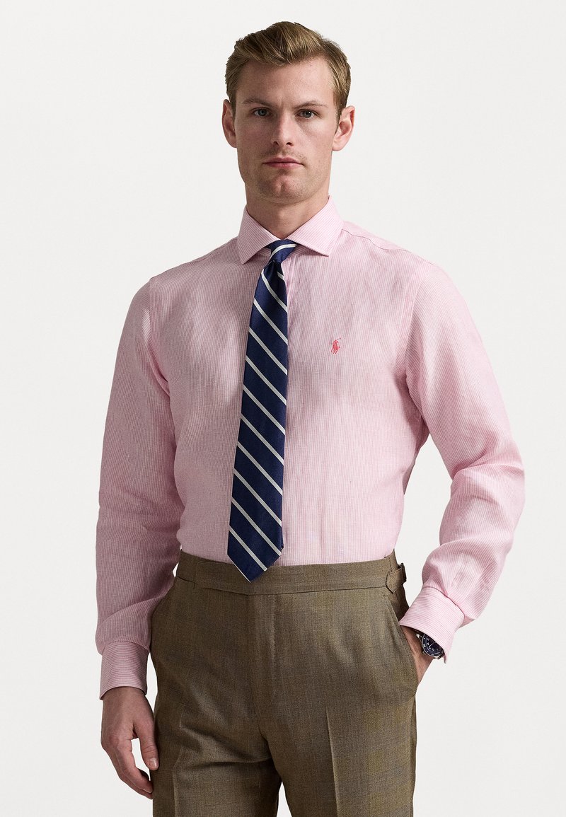 Polo Ralph Lauren - CUSTOM FIT STRIPED LINEN SHIRT - Button down-skjorte - pink/white, Forstørre