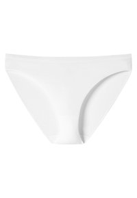 Weiße Baumwollunterhose mit glatter Textur, mittelhoher Passform und voller Abdeckung. Sie verfügt über einen weichen Bund und keine sichtbaren Nähte.