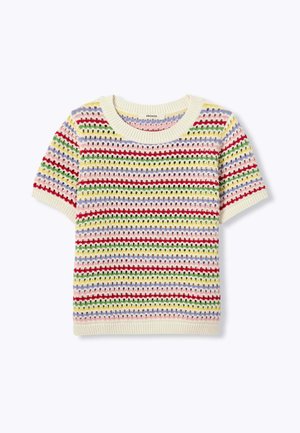 Promod, PULL RAYÉ EN CROCHET - T-shirt imprimé - rayé écru