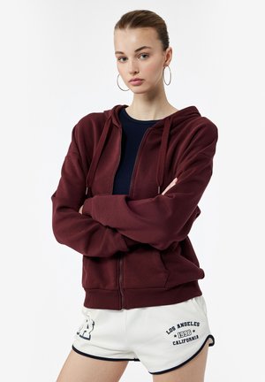 OVERSIZE - Sweater met rits - bordeaux