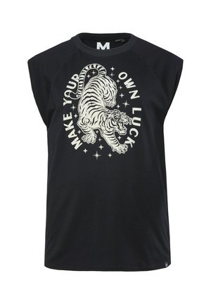 Men Plus, TANK, OVERCUT, CHEST PRINT - Top - black