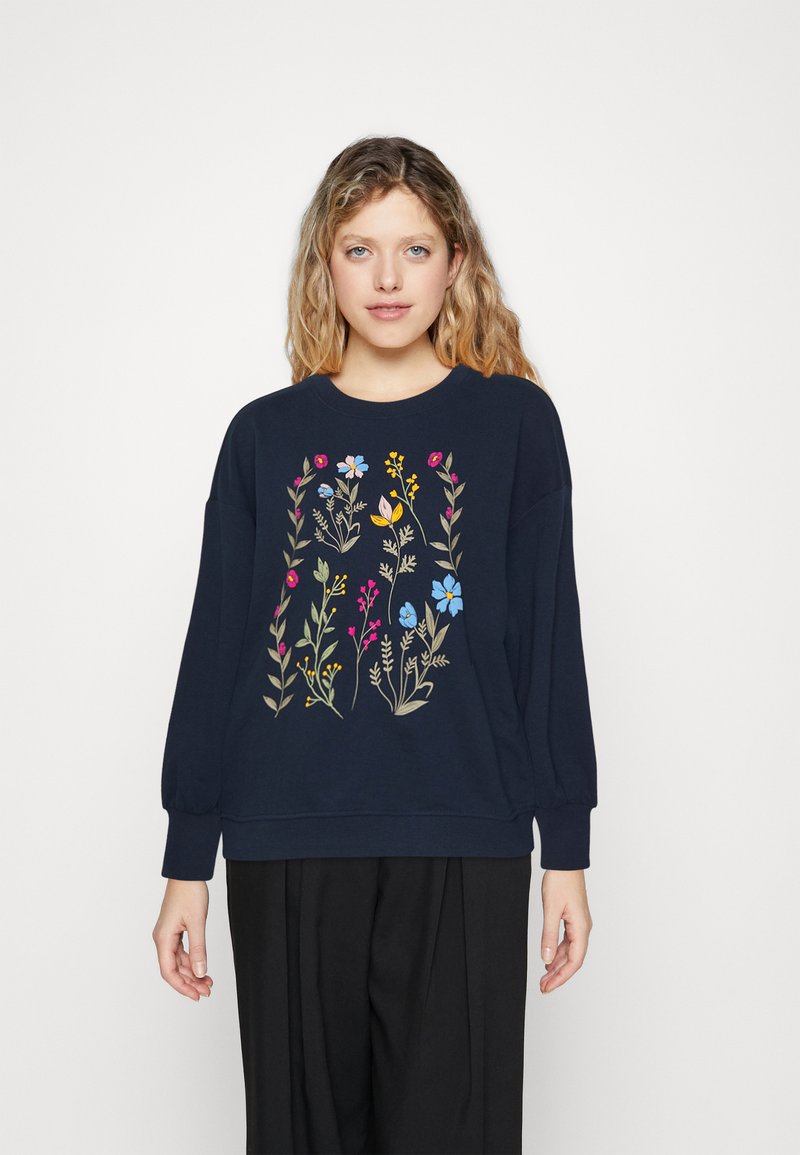 ONLY ONLBROOKE O NECK FLOWER Sweatshirt navy blazer/mørkeblå