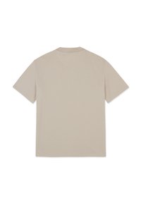 Krém világos rövid ujjú póló puha anyagból, környakkal és letisztult, mintamentes dizájnnal.