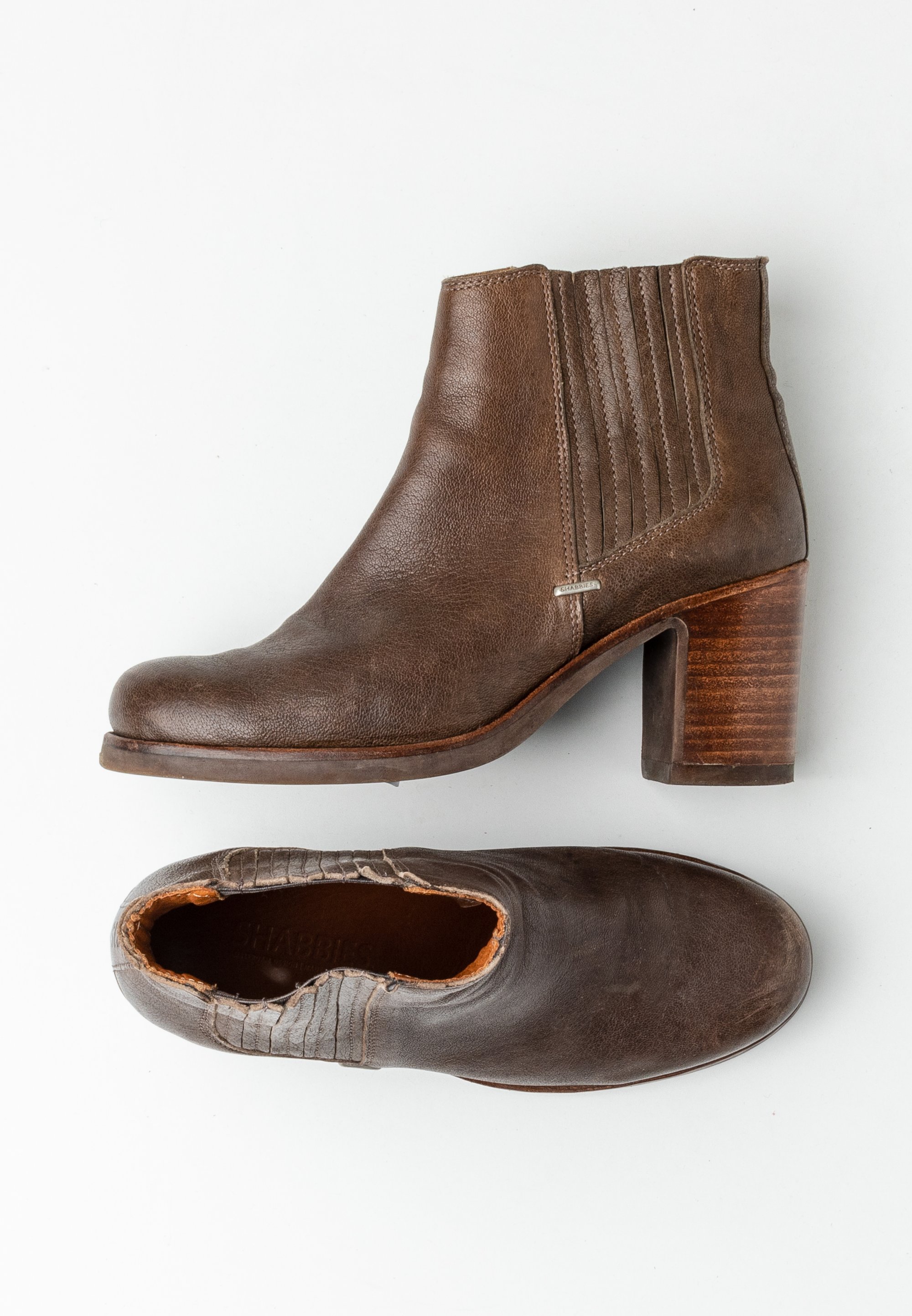 Shabbies Amsterdam Enkellaarsjes met hoge hak brown/bruin (Pre