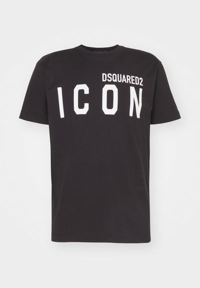 Must have must T-särk, millel on ümmargune kaelus ja lühikesed varrukad, mille ees on julged valged tähed "DSQUARED2 ICON".