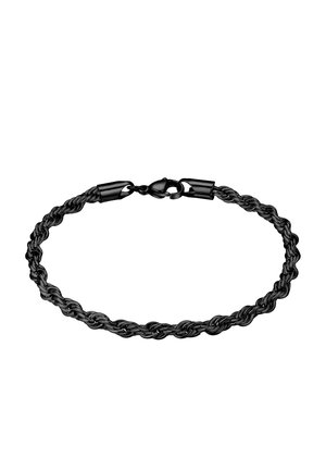 Black twisted metal bracelet with a smooth clasp, featuring a braided design that showcases a lightweight texture and sleek finish.