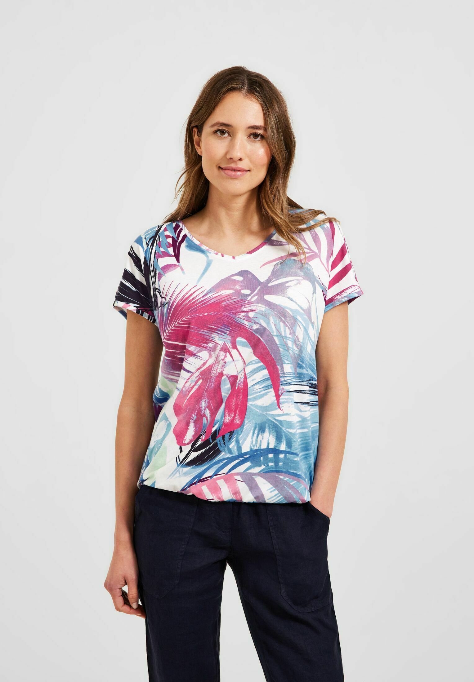 Cecil Damen Print T-Shirt Mit V-Ausschnitt – Lässig & Sommerlich