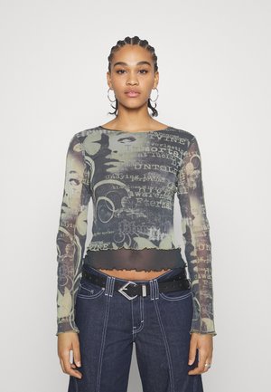 DOUBLE LAYER LONG SLEEVE TEE WITH CONTRAST UNDERLAYER - Long sleeved top - grey