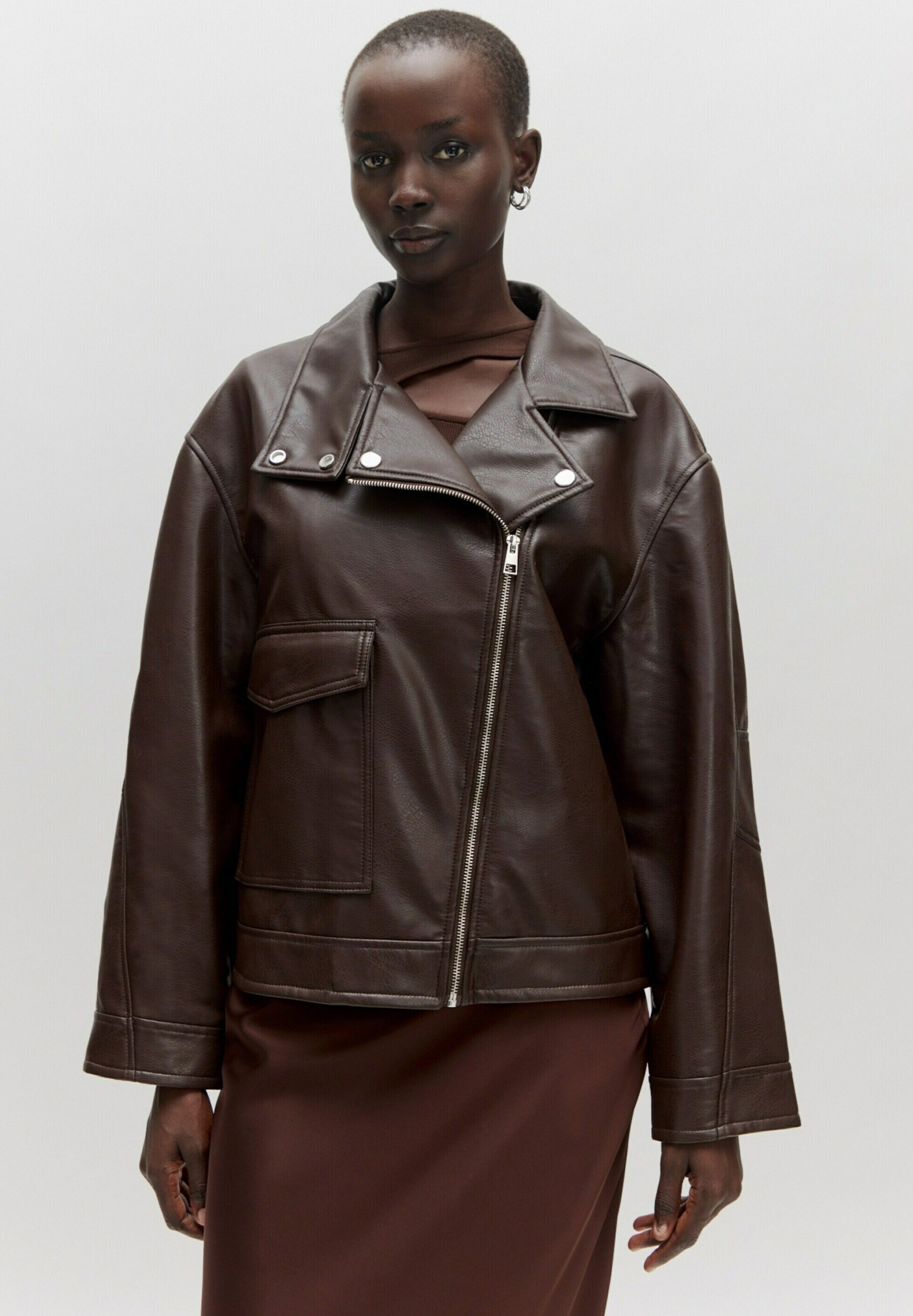 ジャケット・アウター ABEUNDMOR FAUX LEATHER JACKET BROWN EDITED Faux leather jacket - braun/brown - Zalando