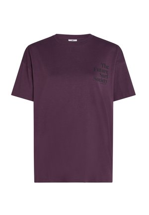 T-shirt a maniche corte viola realizzato in cotone. Presenta la scritta "The Future Surf Society" stampata in nero sul petto.