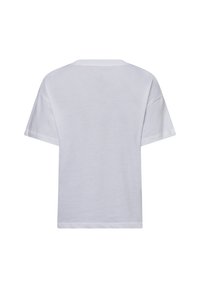 Weißes kurzärmeliges T-Shirt aus weicher Baumwolle, mit klassischem Rundhalsausschnitt und entspanntem Schnitt sowie geradem Saum.