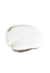 Dicke weiße Creme, die in einer glatten, glänzenden Schicht aufgetragen ist und einen leichten Glanz zeigt, mit einer weichen Textur und ohne sichtbare Partikel oder Flecken.